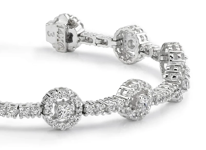 Diamond Halo Link Diamond Bracelet with 4.02 ct.(finished) 1.4mm, 1.7mm, 3mm