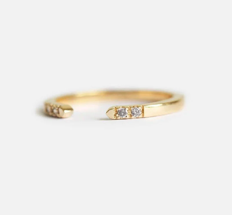 Salt & Pepper Diamond Ring, 14K Gold Pave Ring