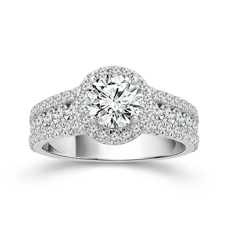 14K White Gold 2 CTW Round Engagement Ring