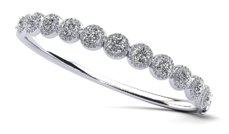 Divinely Dazzling Halo Bangle Diamond Bracelet with 2.56 ct.(finished) 1mm, 3.2mm