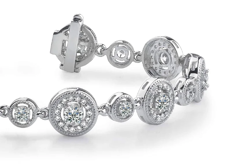 Double Diamond Circle Link Diamond Bracelet with 2.99 ct.(finished) 1.2mm, 2.5mm, 3.5mm