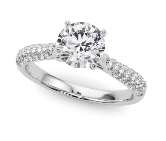 14K White Gold 3.07 CTW Round Lab-Grown Diamond Engagement RING