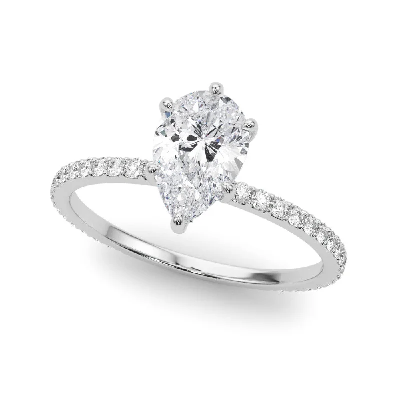 14K White Gold 1.00 Ctw Lab-Grown Diamond Pear Engagement RING