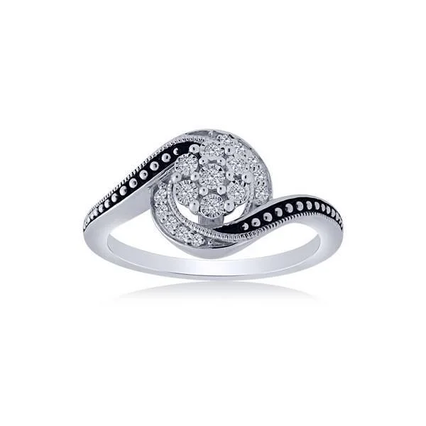 10K WHITE GOLD 0.13 CTW Diamond Black Promise Ring