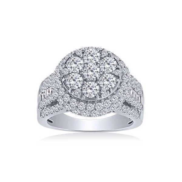 14k white gold 3.00 ctw diamond pave round Engagement Ring