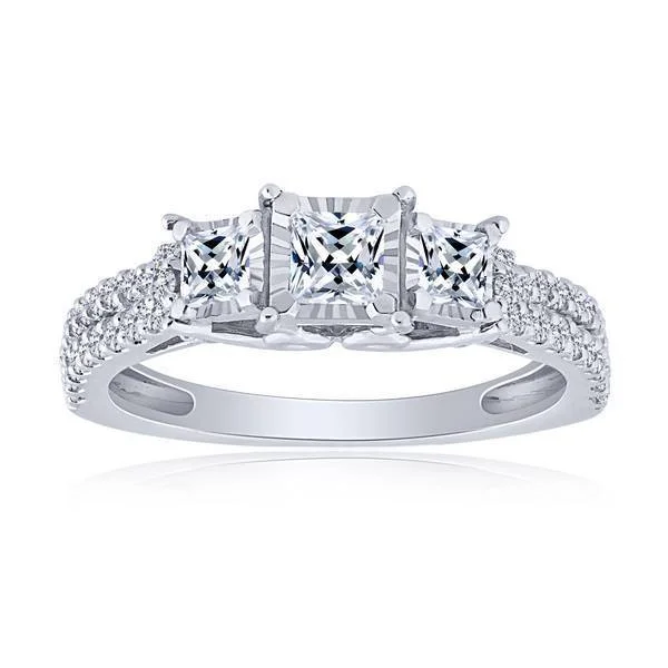 14K White Gold 1.00 ctw 3 Stone Diamond Ring