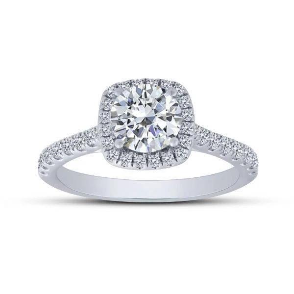 14K White Gold 1.40 CTW DIAMOND Halo Ring