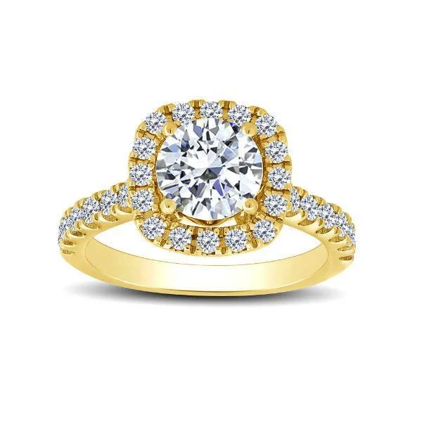 14K Yellow Gold 0.75 CTW DIAMOND Halo Ring