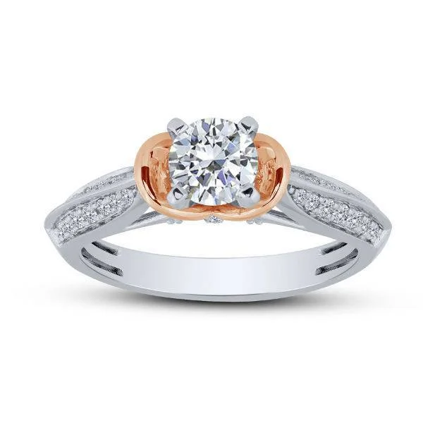 14K Two Tone 1.00 CTW DIAMOND Solitaire Engagement Ring