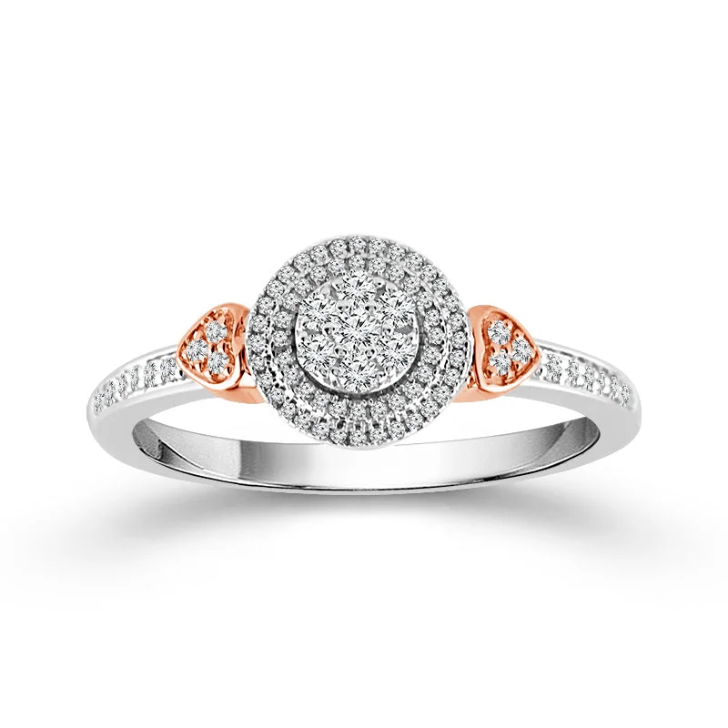 10K Two Tone 0.25 CTW Diamond Round Promise Ring