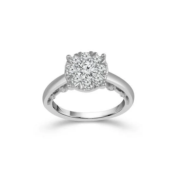 10K White Gold 3/8 CTW  Diamond Round Engagement Ring