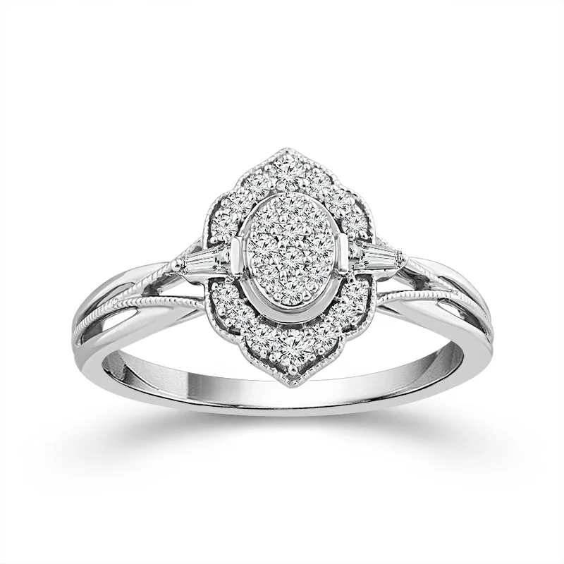 10K White Gold 0.25 CTW Oval Diamond Promise Ring