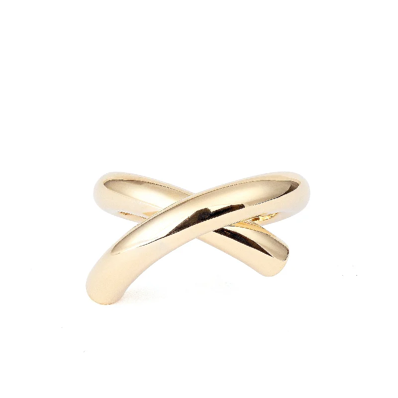 Cross Loop Medium Plain 18K Gold Ring