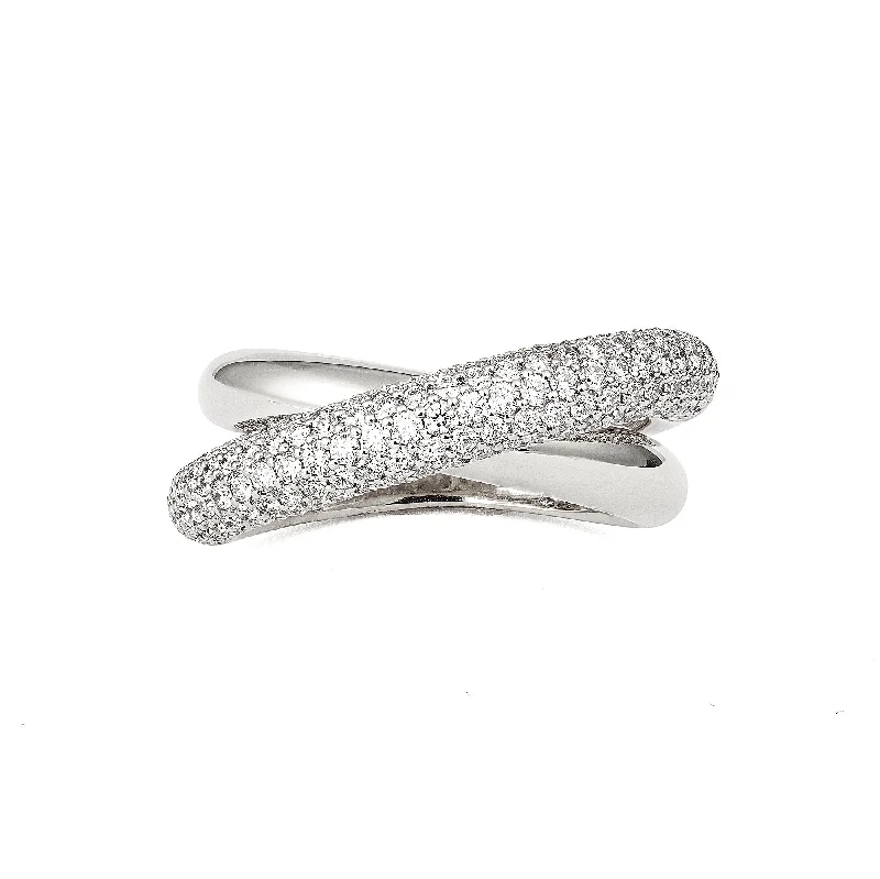 Infinity Loop Medium Half Pavé 18K Whitegold Ring w. Diamonds