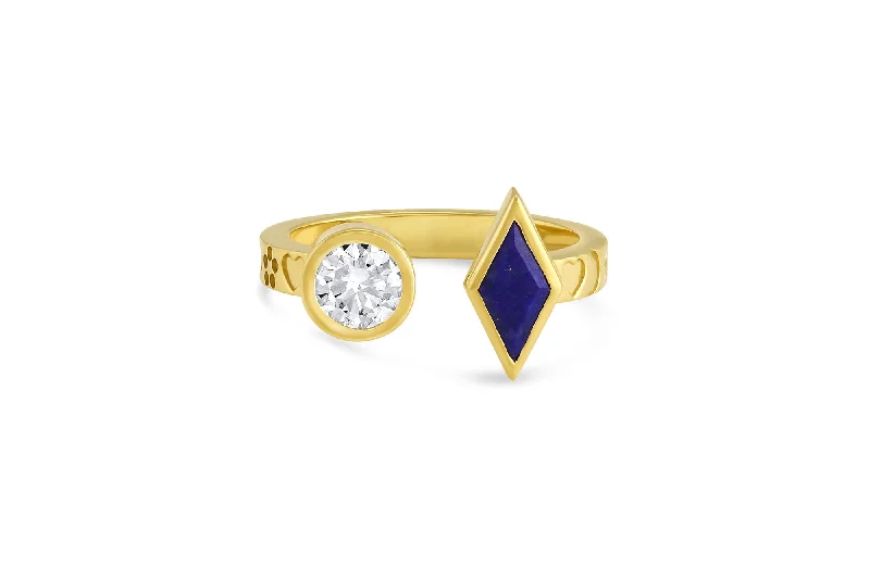 Mazahri | Zan Power 18K Gold Ring w. Diamond & Lapis