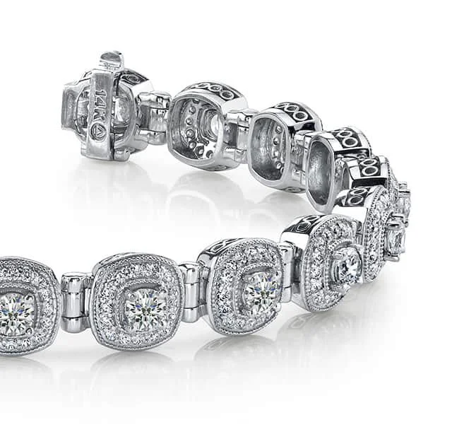 Fanciful Round Diamond Bracelet With Tube Links Diamond with 2.86 ct.(finished) 1mm, 2.5mm