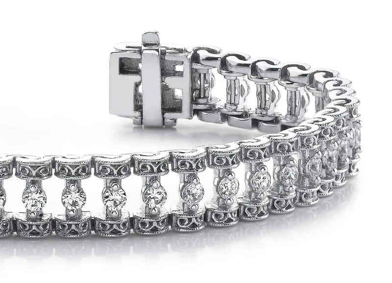 Filigree Diamond Candlestick Diamond Bracelet with 3.52 ct.(finished) 2.75mm