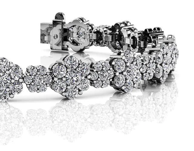 Flower Cluster Diamond Bracelet with 5.78 ct.(finished)