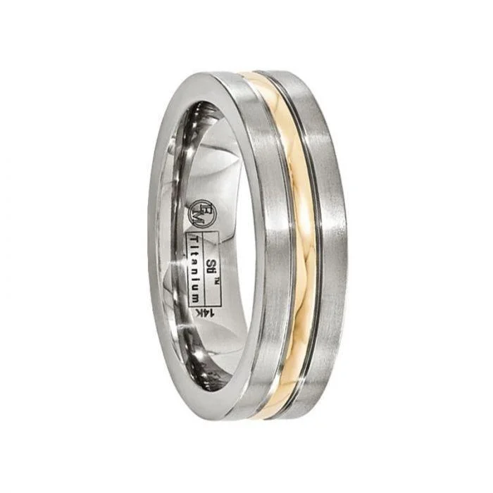 FORTUNATO Titanium Ring with 14K Gold Inlay by Edward Mirell - 6 mm Mirell