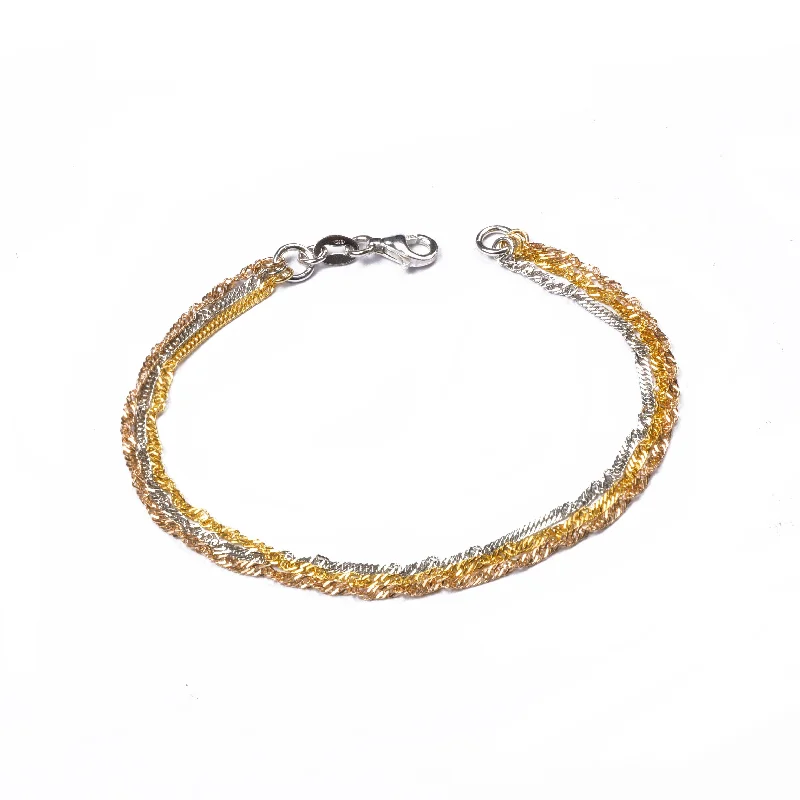 Gold Plated Three Tone Sterling Silver Bracelet SBR161B