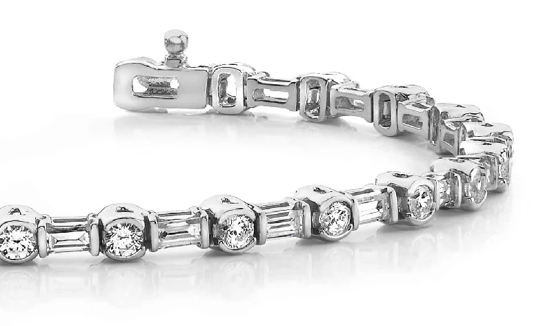 Half Bezel And Channel Set Diamond Bracelet with 4.14 ct.(finished) 3.5x2mm, 2.75mm