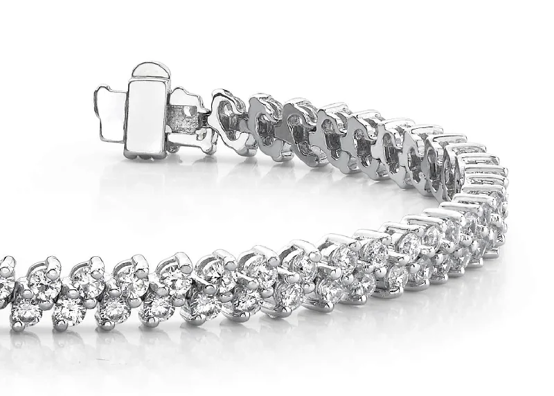 Italic Diamond Tennis Diamond Bracelet with 3.96 ct.(finished) 2mm