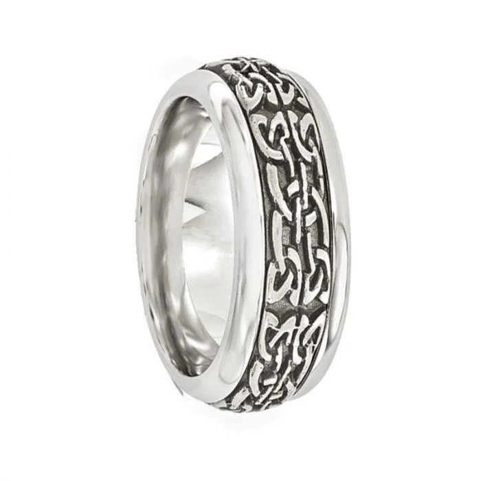 JANUS Titanium Ring with & Steel Patterned Inlay by Edward Mirell - 9 mm