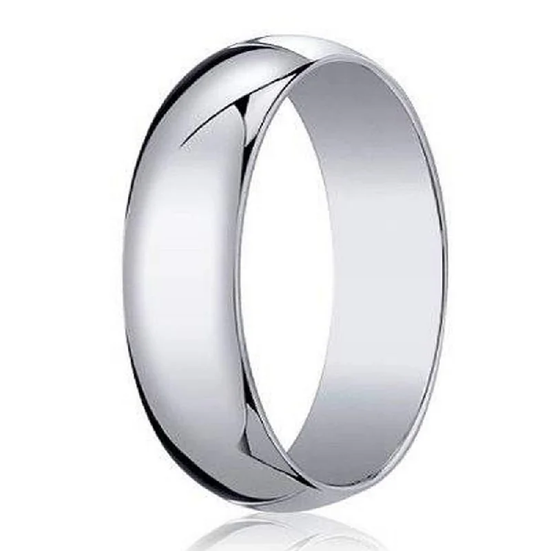 6mm Traditional Domed Polished Finish 10K White Gold Wedding Band