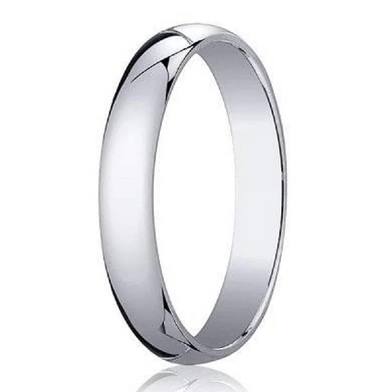 4mm Men's 14k White Gold Designer Wedding Band- Domed Profile