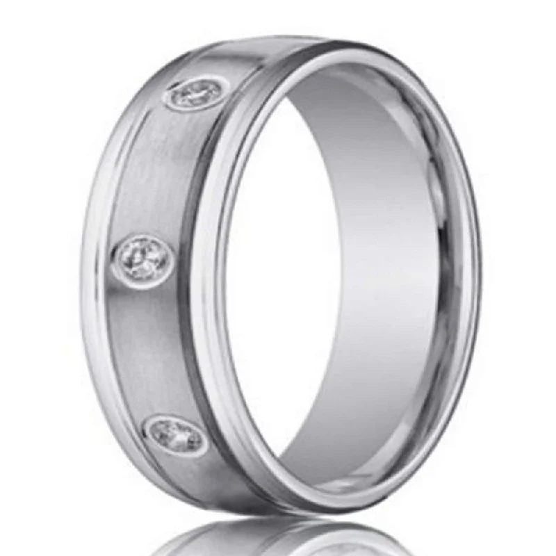 White Gold 14K Designer with 8 Round Diamonds | 4mm