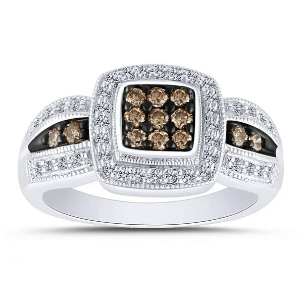 10k White Gold 0.50 ctw Diamond Chocolate Brown Ring