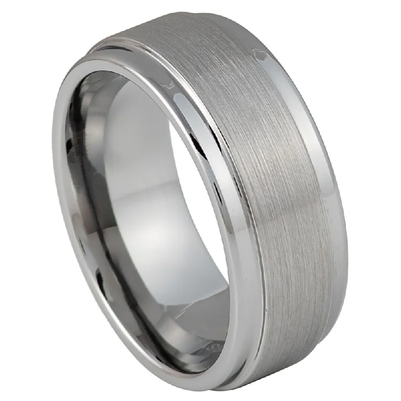 Dual Finish Tungsten Carbide Wedding Ring -9mm