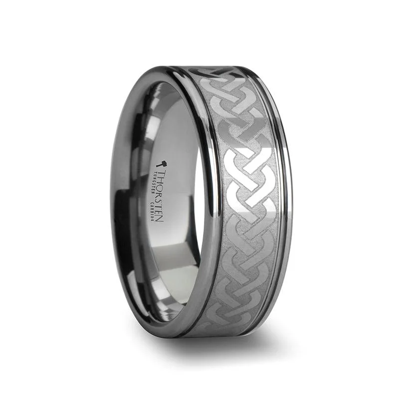 PALLAS Men's Tungsten Carbide Ring with Celtic Knot Pattern 8mm