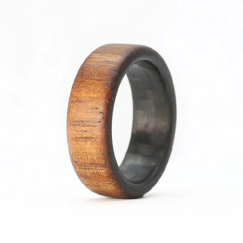 The Aloha Men's Koa Wood Ring with Carbon Fiber Interior 6mm or 8mm