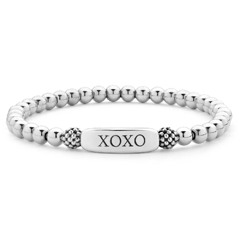 Lagos Signature Caviar XOXO Station Stretch Bead Bracelet