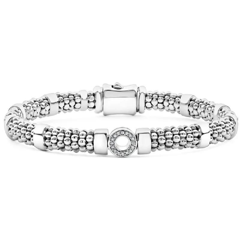 Lagos Small Single Station Diamond Circle Caviar Bracelet