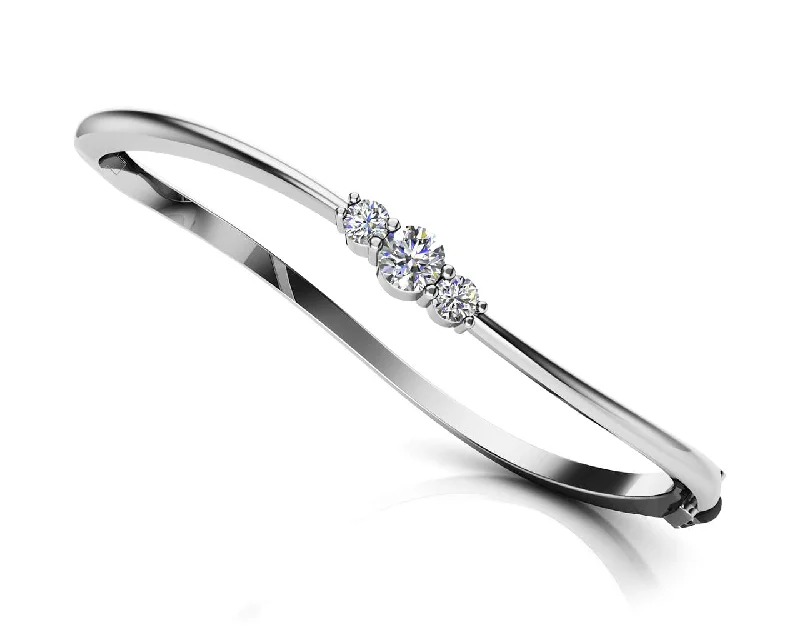 Legendary Curved Diamond Bangle with 1.00 ct.(finished) 4mm, 5mm