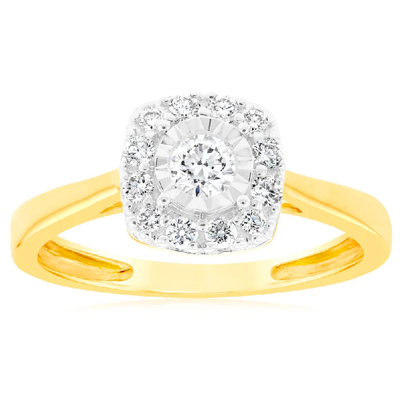 Luminesce Lab Grown Diamond .30 Carat Cluster Dress Ring in 9ct Yellow Gold