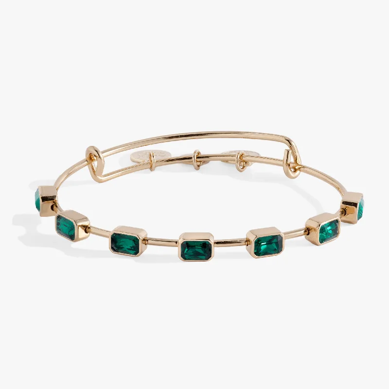 May Birthstone Emerald Cut Bangle