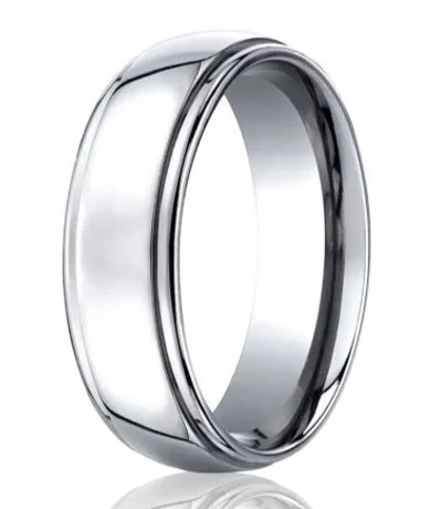 Mens Designer Cobalt Chrome Ring with Polished Finish and Rounded Edges | 7mm