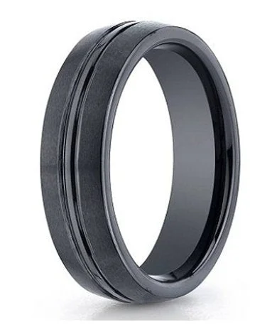 Benchmark Seranite Wedding Band with Polished Groove | 6mm