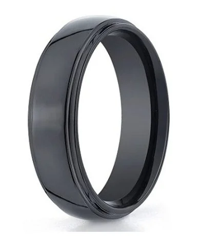 Benchmark Black Seranite Wedding Ring with Polished Finish | 7mm