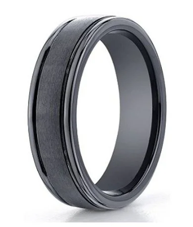 Benchmark Seranite Wedding Band with Satin Finish and Polished Edges | 6mm