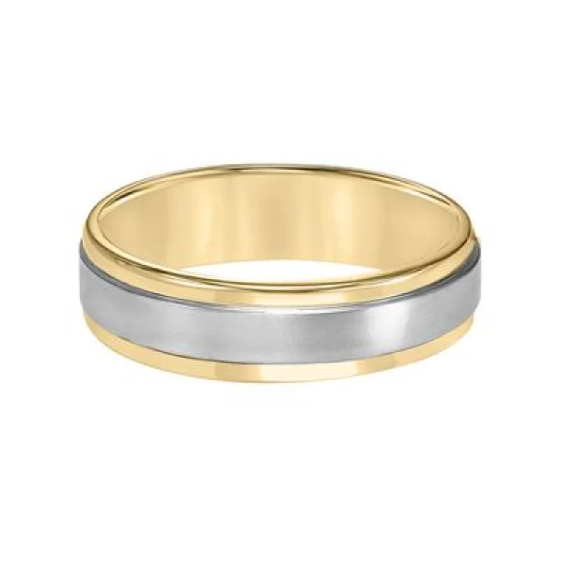 Men's 14k 6mm Flat Round Edge Carved Wedding Band