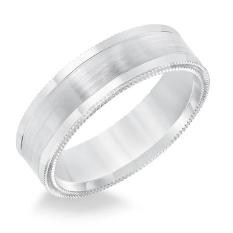 Men's 14k Flat Round Carved Wedding Band