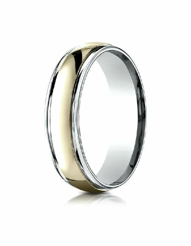 MEN'S 14KT TWO-TONE GOLD 6MM HIGH POLISHED WEDDING BAND