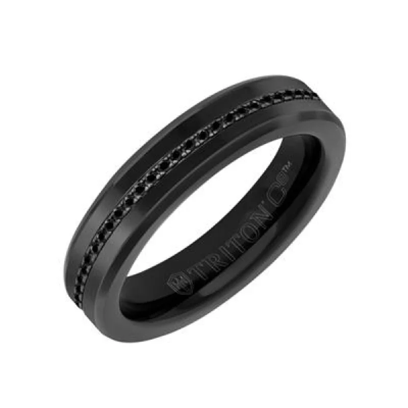 Men's 5mm Ceramic Tungsten Black Sapphire Band