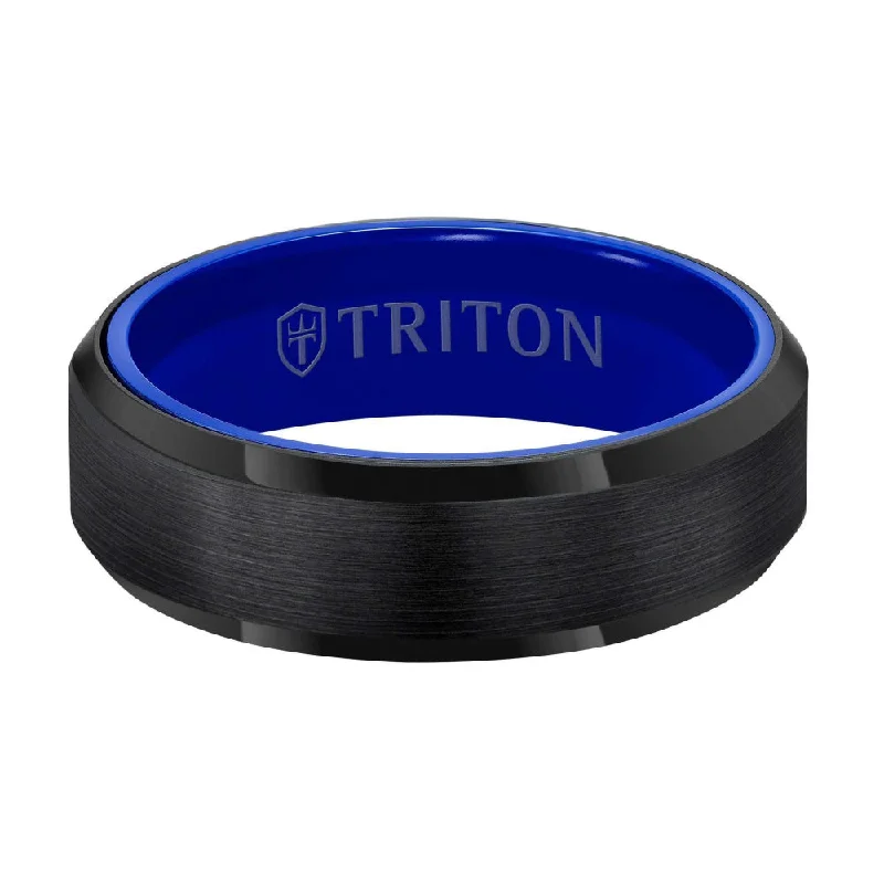 Men's 7mm Black Tungsten Carbide & Ceramic Wedding Band