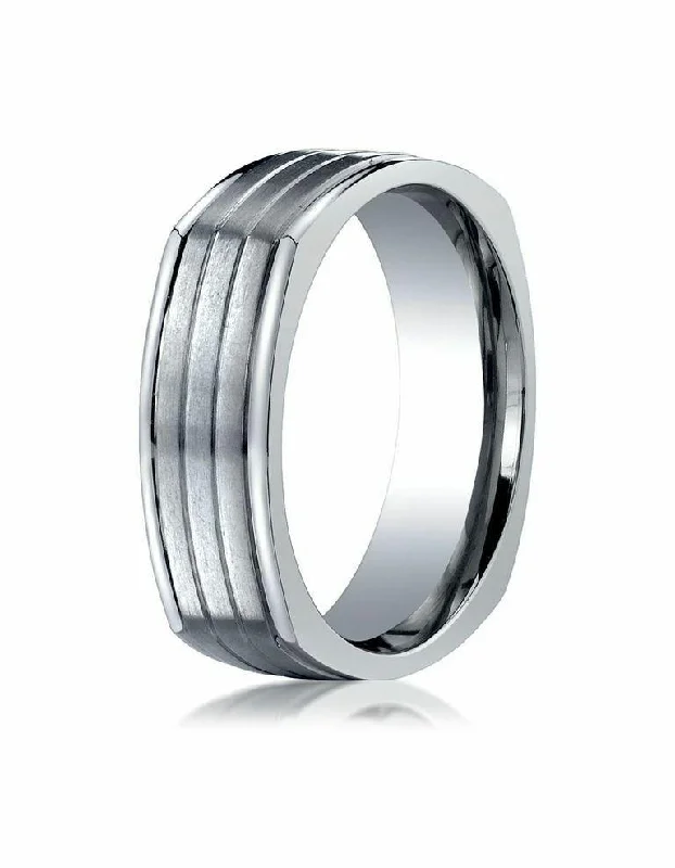 MEN'S 7MM TITANIUM 4 SIDED GROOVED WEDDING BAND