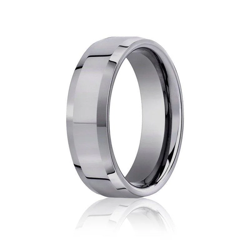 MEN'S 7MM TUNGSTEN BEVEL EDGE WEDDING BAND